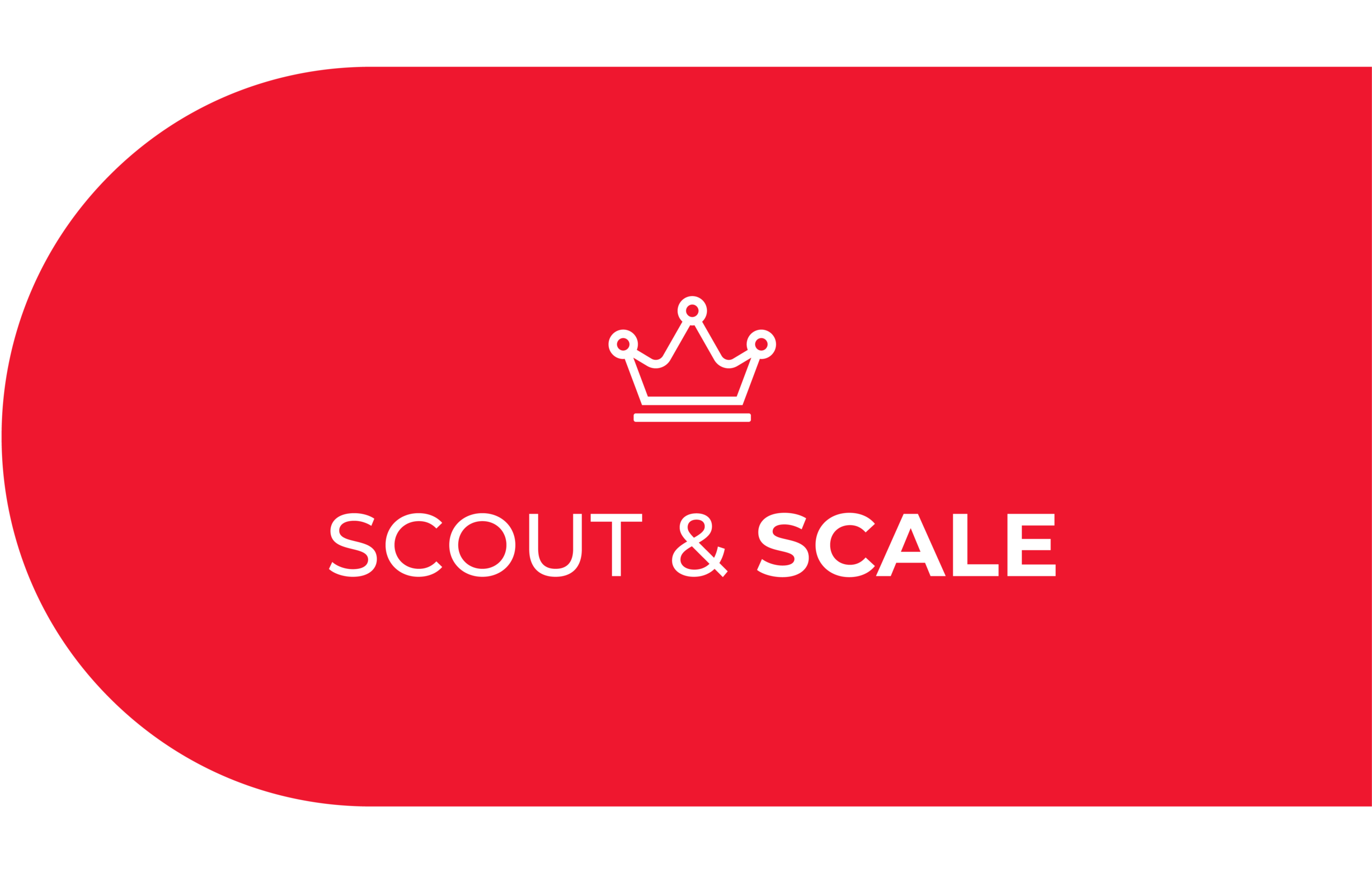 Abgerundete rote Form mit Krone und Text - Scout & Scale