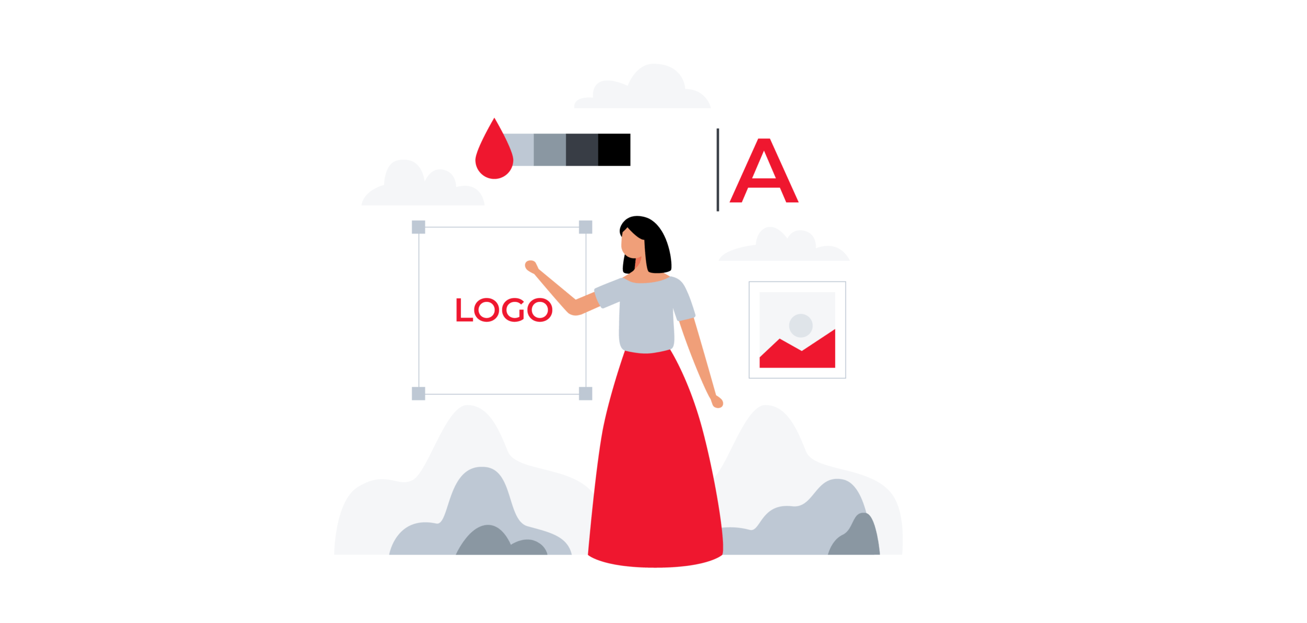 illustration of a girl with logo